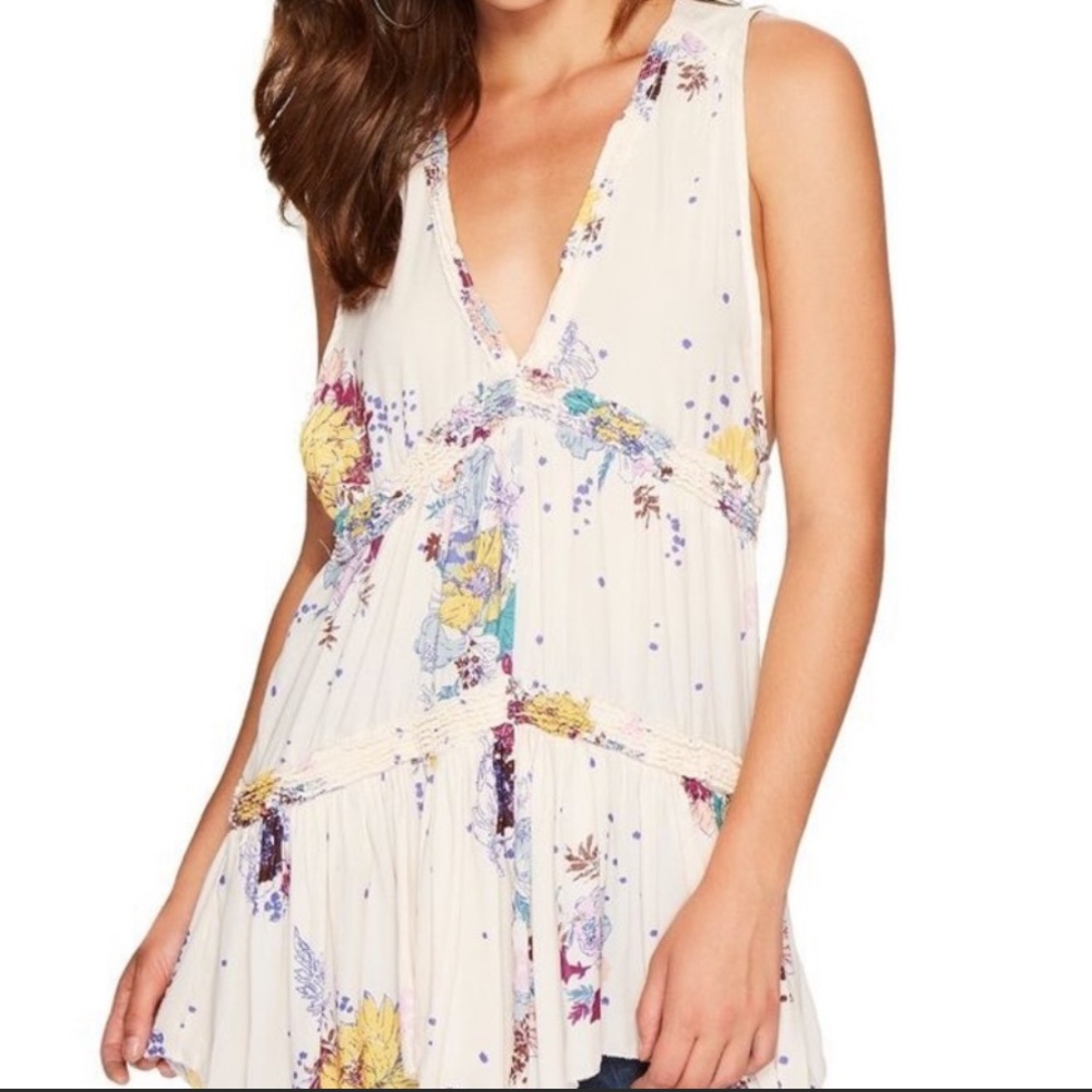 Free People! Purple Haze Floral Printed Tunic Or Mini Dress